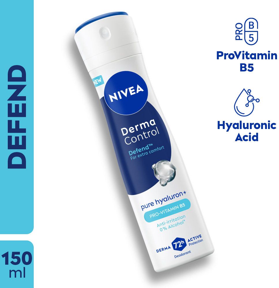 nivea Derma Control Defend, 0%Alcohol, Hyaluronic Acid, Vitamin B5, Anti Irritation Deodorant Spray - For Women-picture-25