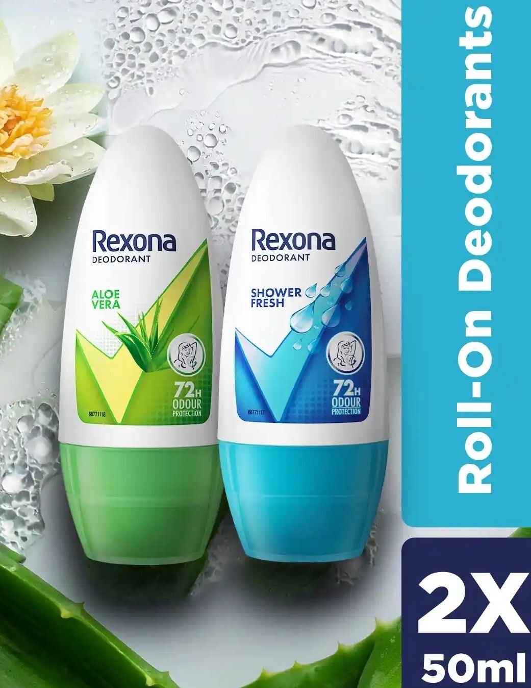 rexona Shower Fresh And Aloevera Underarm Roll on Deodorant (50ml+50ml.)= 100ml. Deodorant Roll-on - For Women-picture-36