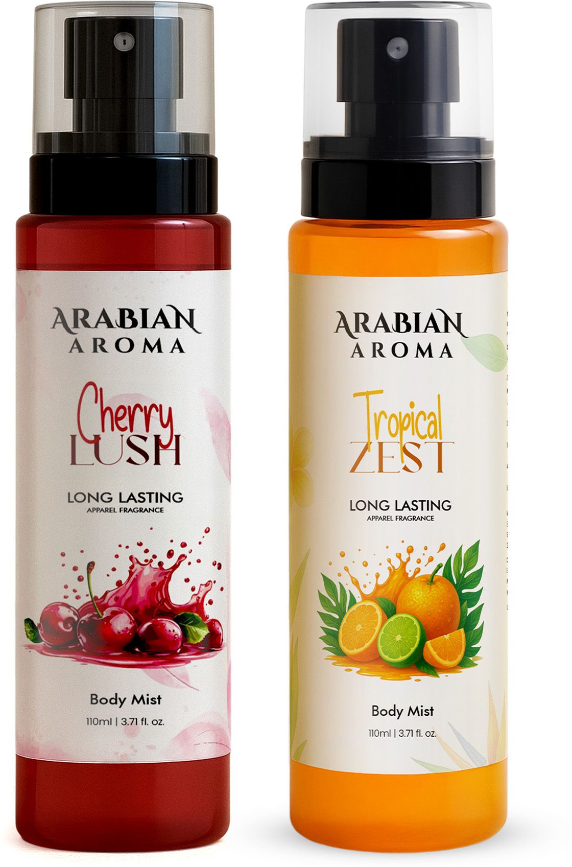arabian aroma Cherry Lush & Tropical Zest Body Mist Combo, Fruity & Citrusy Fragrance Body Mist - For Women-picture-21