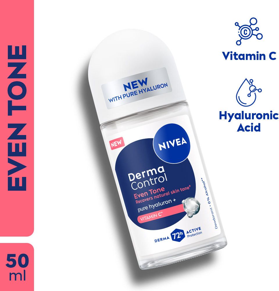 nivea Derma Control Eventone, 0%Alcohol, Hyaluronic Acid, Vitamin C, Brighter Underarm Deodorant Roll-on - For Women-picture-17