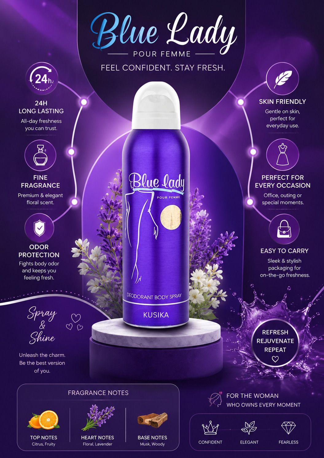 Blue Lady Secret Garden Luxury Deo Deodorant Spray - For Women-image-4