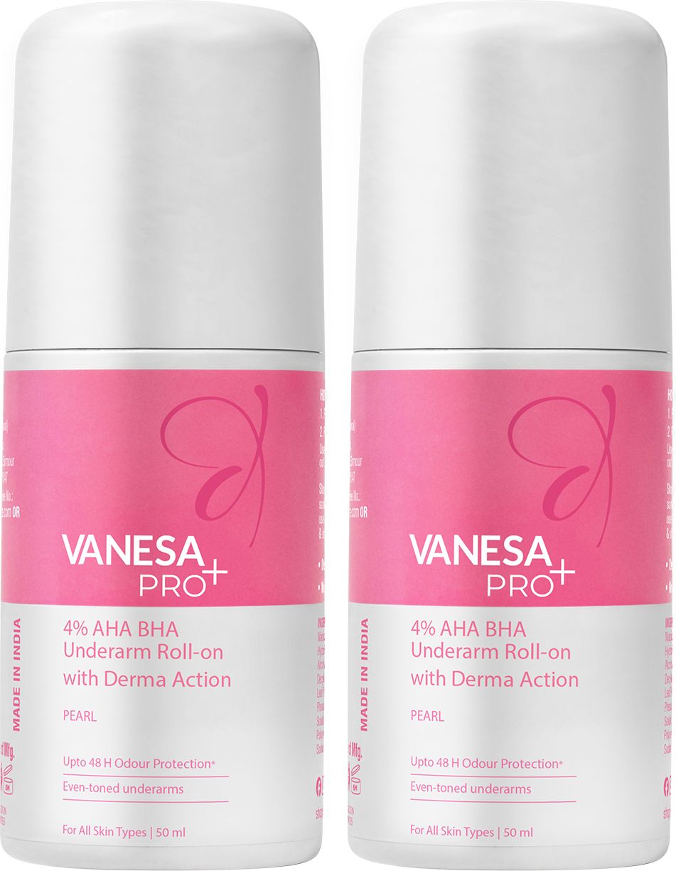 Pro+ 4% AHA BHA Underarm Roll-on with Derma Action, Pearl Combo (50ml X 2) Deodorant Roll-on - For Women-image-30