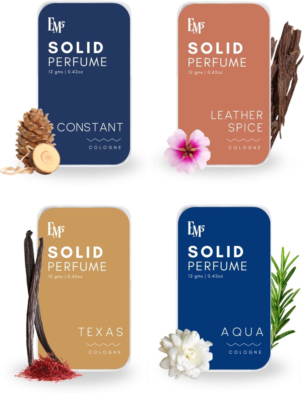em5 Set of 4 Solid Perfumes for Men Deodorant Cream - For Men-picture-10