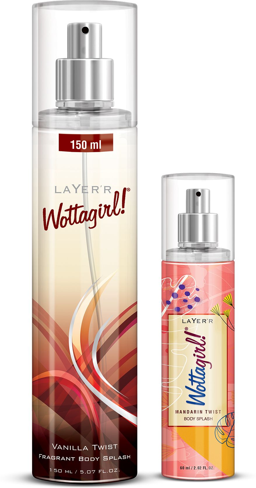 Wottagirl Vanilla Twist 150ml + Mandarin Twist 60ml Body Spray - For Women