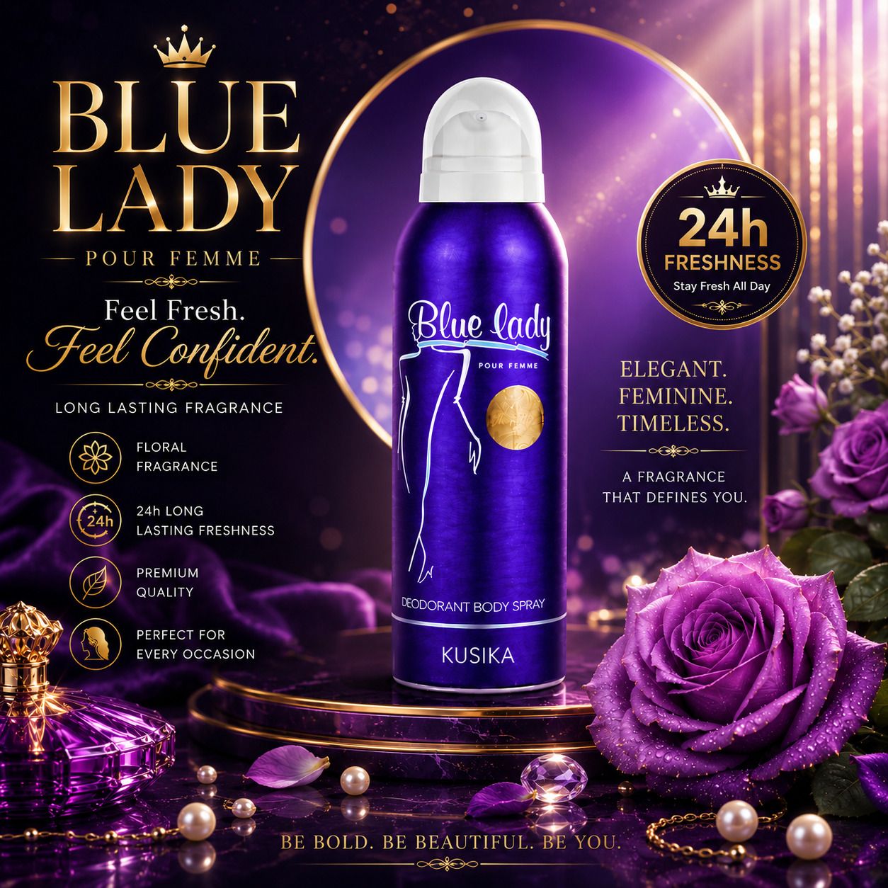 Blue Lady Luxury Deo Spray 200 ml | Premium Everyday Fragrance for Women Deodorant Spray - For Women-image-28