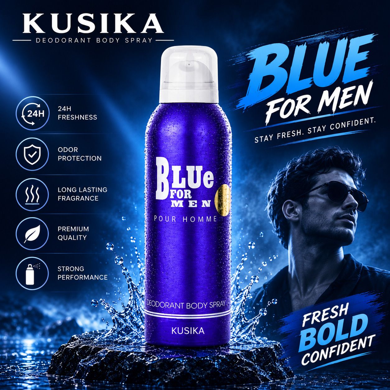 Blue Men Deodorant | Premium | Long Lasting Freshness Deodorant Spray - For Men-image-44