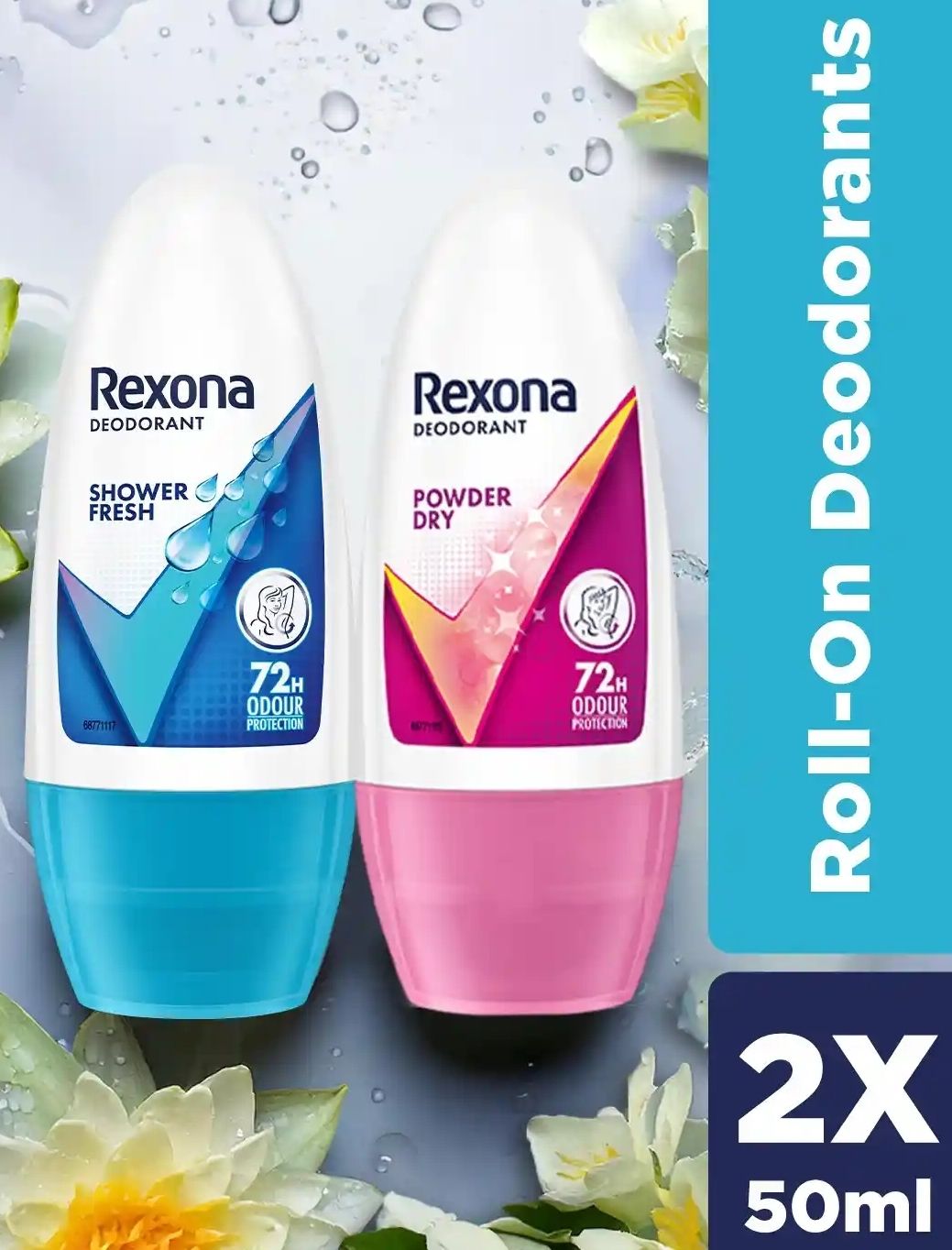 Shower Fresh And Powder Dry Underarm Roll on Deodorant (50ml+50ml.)= 100ml. Deodorant Roll-on - For Women-image-33