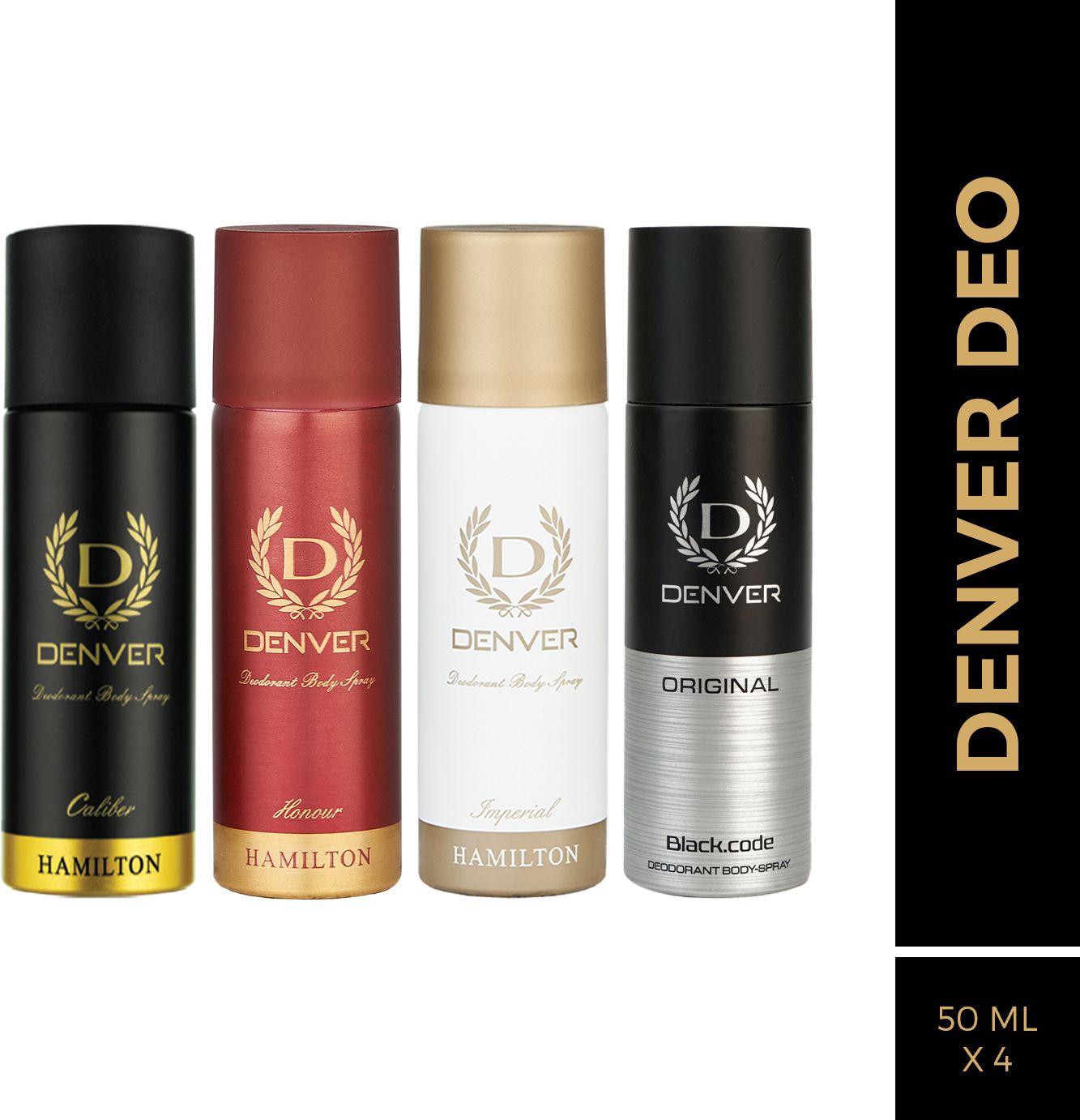 Imperial, Caliber, Honour, Black.code Deo (50ml x 4) Body Spray - For Men
