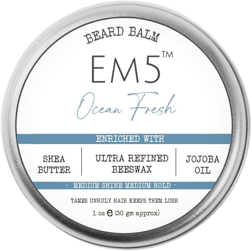 em5 Ocean Fresh Beard Balm | Medium Hold for Mustache and Beard | All Hair Type Deodorant Cream - For Men-picture-3
