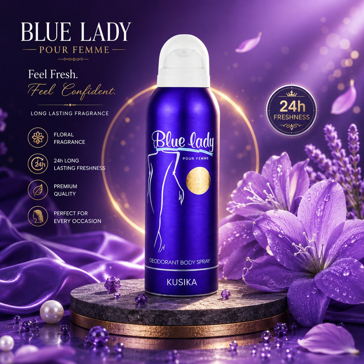 Blue Lady Body Spray for Women 200 ml | Premium Perfume Deo | Daily Wear Deodorant Spray - For Women-image-48