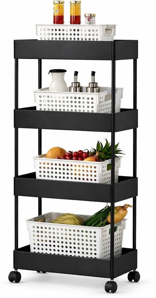 4 Compartments High Quality Plastic Portable Storage Trolly-image-19