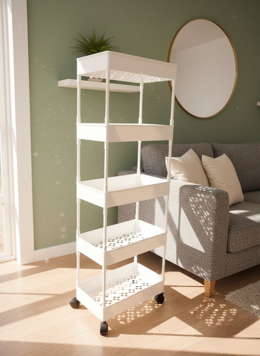 5 Layer Plastic Portable Modern Fruit and Vegetable Trolly Plastic Kitchen Trolley-image-30