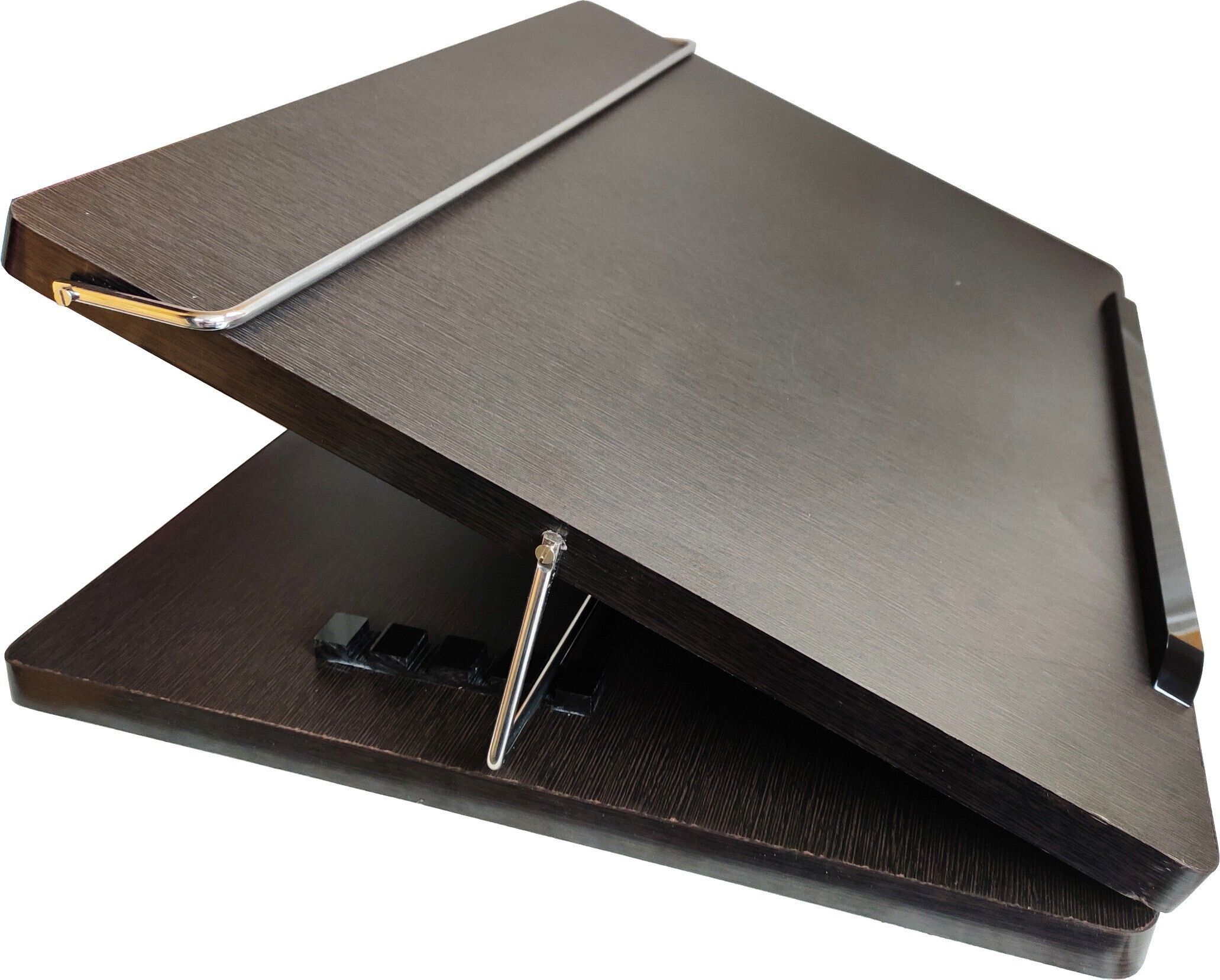 Novelty Store Solid Compartments Wooden Material Foldabel, Height Adjustable, Comfotable Writing/Sketching/Drawing Table/Laptop Stand/Table Top Wooden-Dark-12 x 16 Laptop Stand-image-9