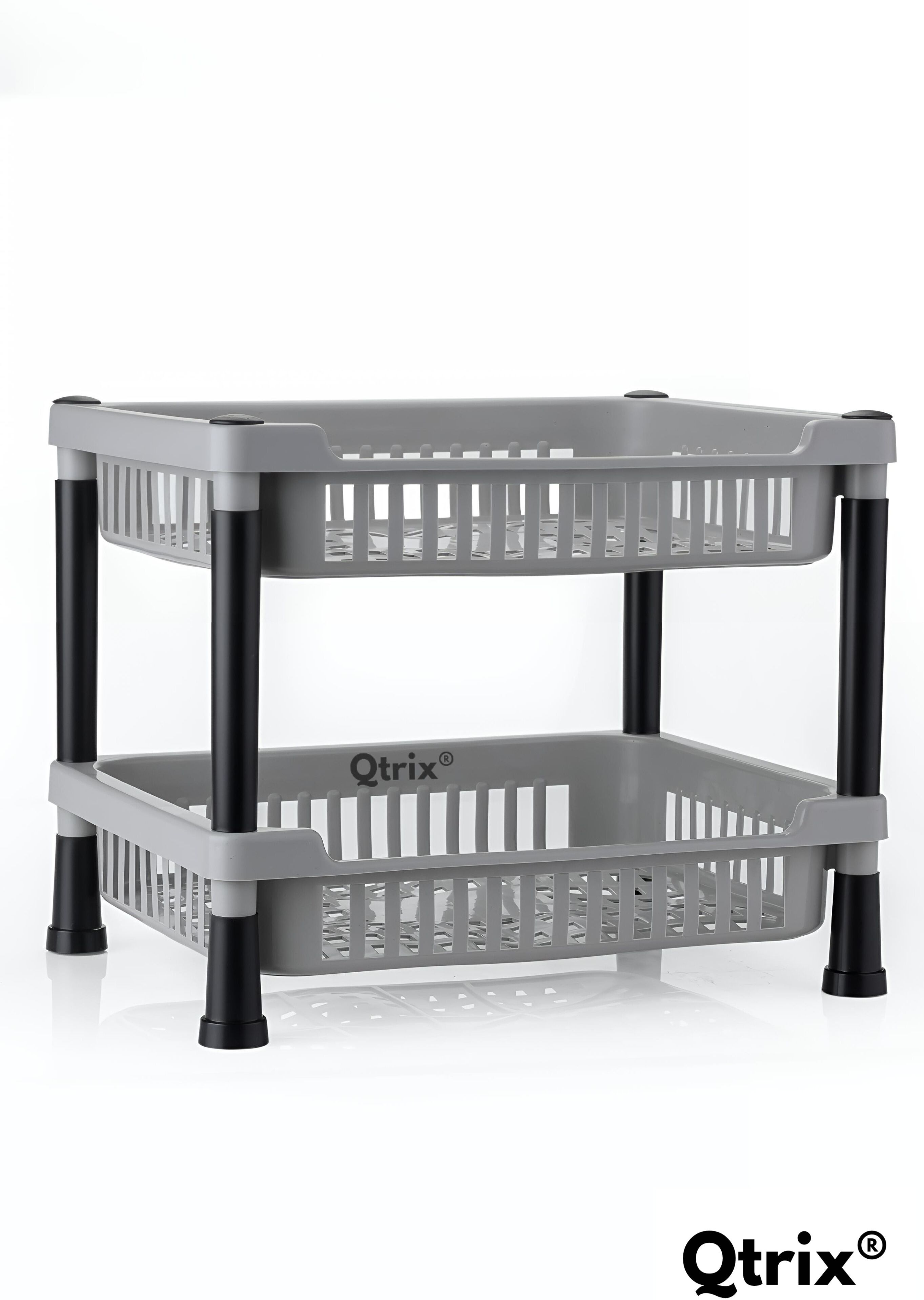 qtrix 2-Layer Kitchen Trolley Stand/Multipurpose Rack for Storage/Vegetable Trolley Plastic Kitchen Trolley-picture-10