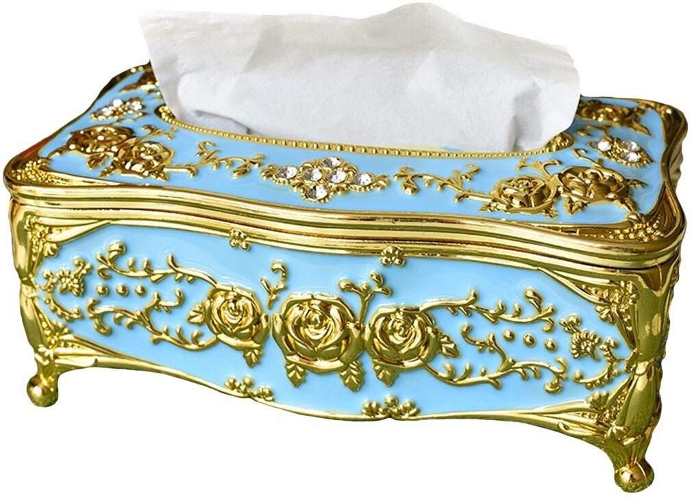 Home European Style Acrylic Tissue Box Luxury Facial Case Holder Golden Green Acrylic Toilet Paper Holder-image-4