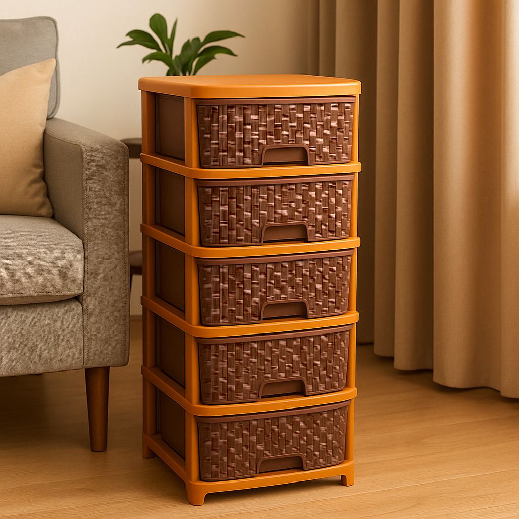 5 component Brown Plastic Modular Drawer Organizer for Home Hospital, school Drawer Divider-image-30