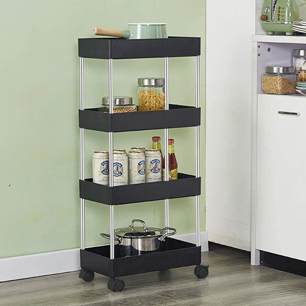 4 Compartments Plastic, Stainless Steel Storage Trolly-image-18