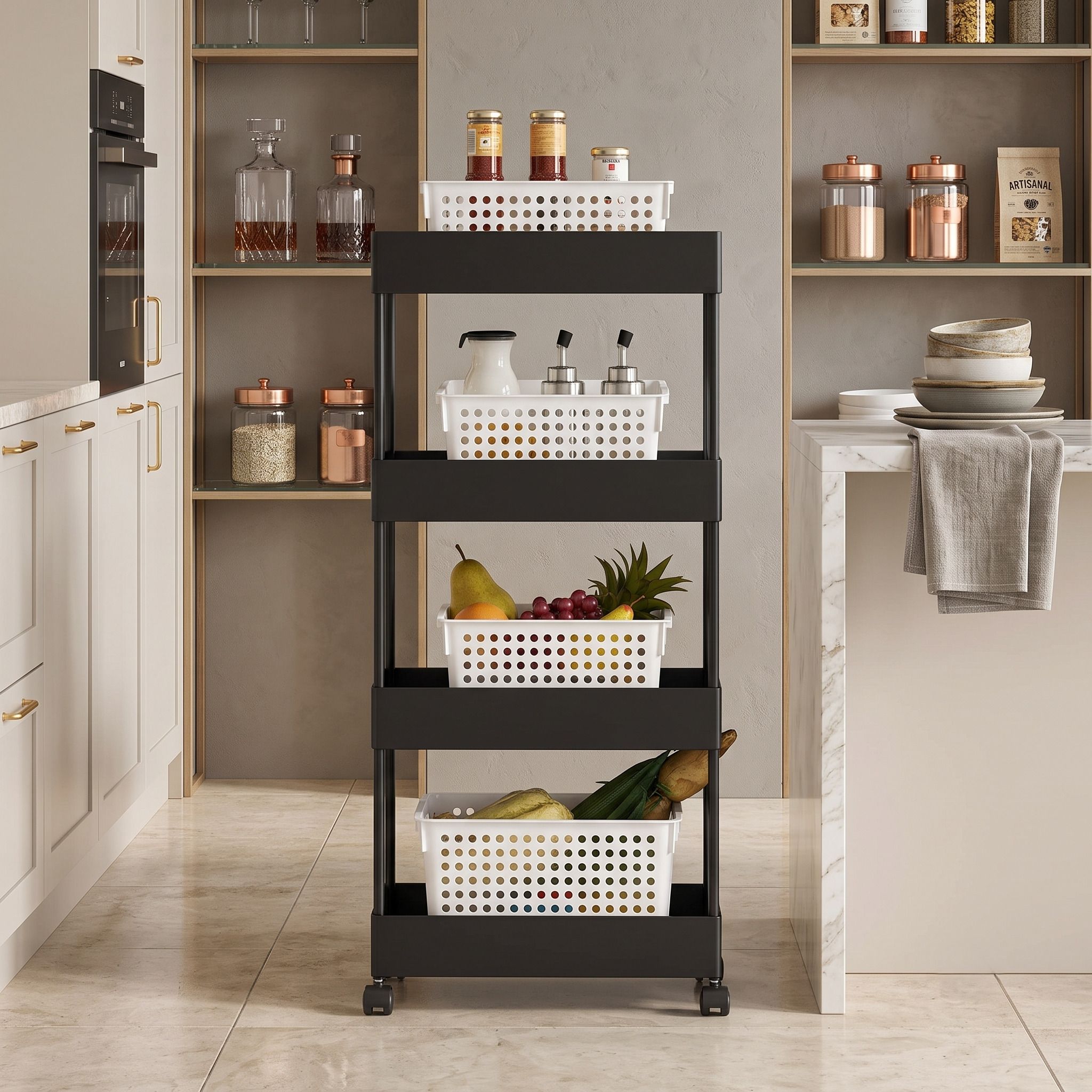 g glennor 4 Compartments Plastic Storage Trolly kitchen accessories Plastic Kitchen Trolley-picture-47