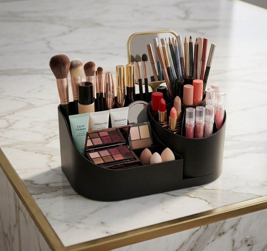 4 Compartments Plastic Countertop Storage for Dressing Table & Stationery items-image-13
