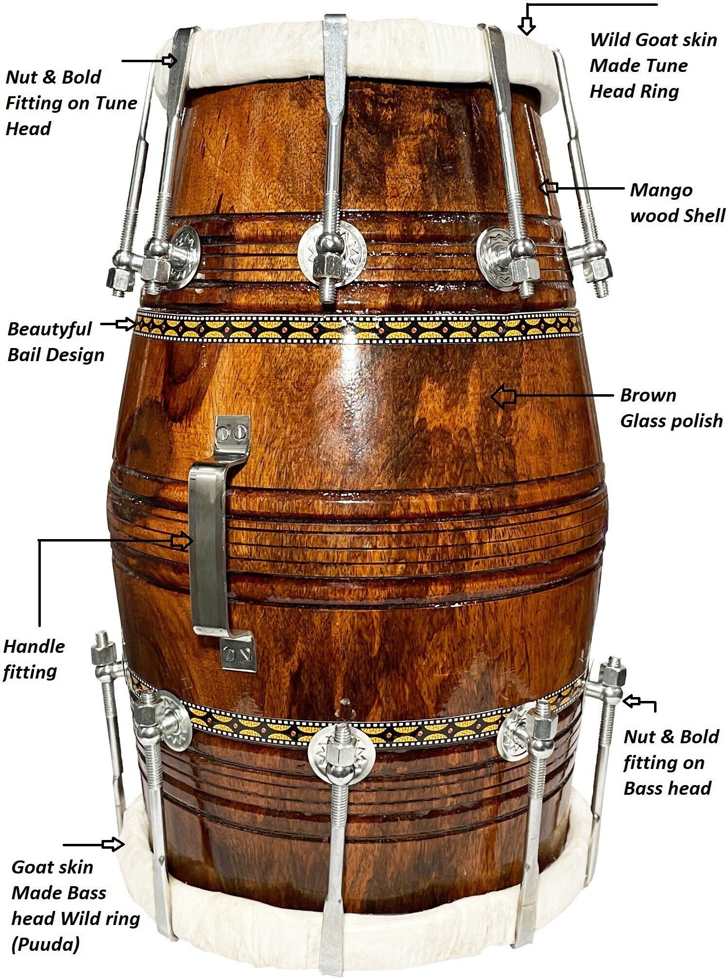 bhajen kirtan professional dholak nut & bolts dholak