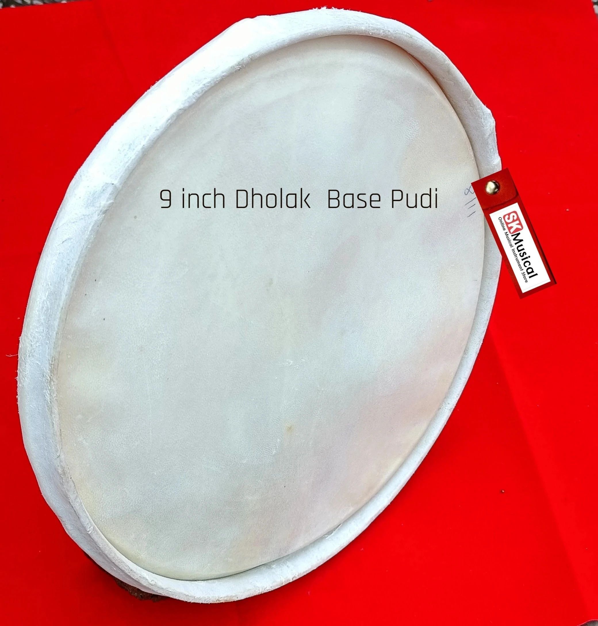 Dholak Head Pudi 9"Inch Bayan Left Side Base,Purely Goat Skin Handmade Leather Nut & Bolts Dholak-image-35