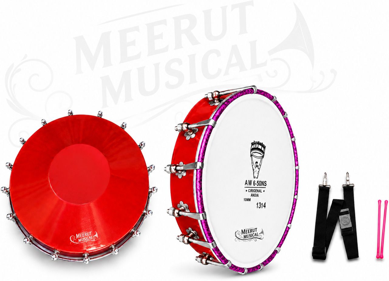 mmi Hydrabadi Tasha 13.2Inch with Belt and Stick (Metal) Nut & Bolts Dholak-picture-12