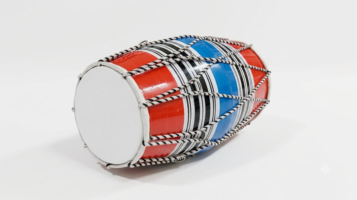 Dholak multicolour, 12inch baby size Rope & Rings Dholak-image-17