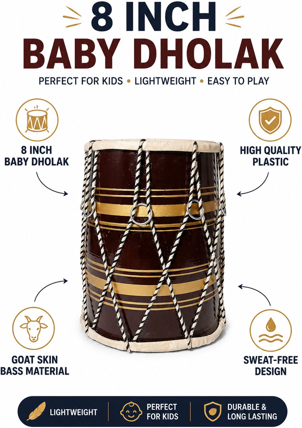 omshritraders OST001 Rope & Rings Dholak-picture-24