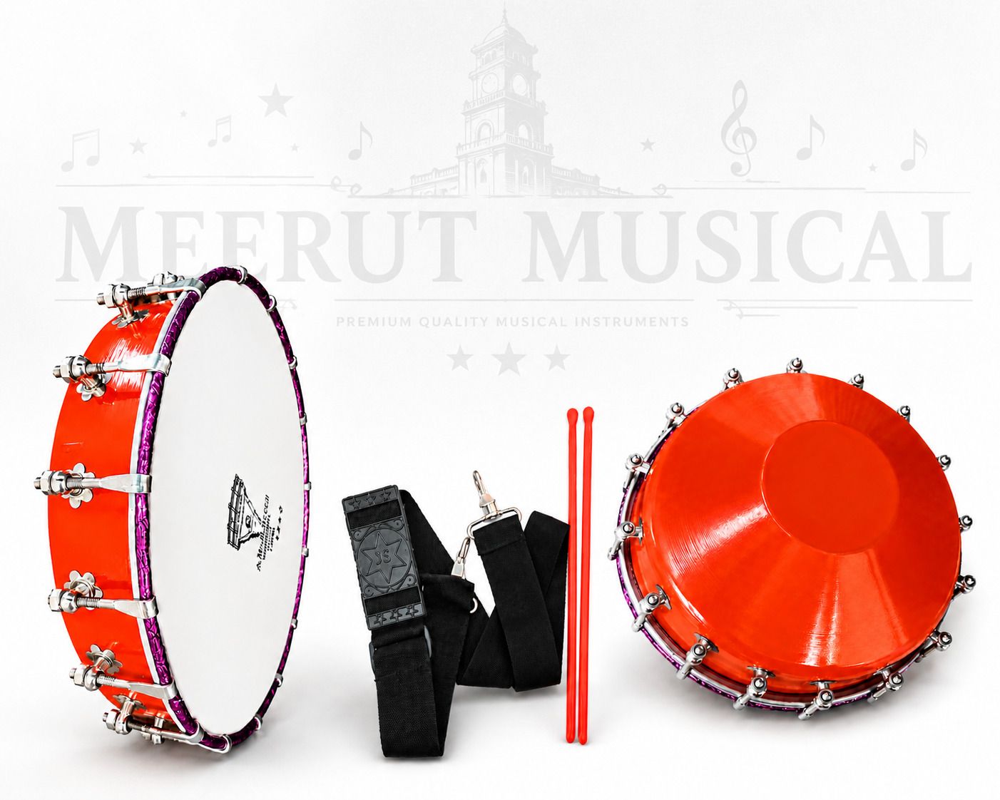 mmi Meerut Musical Hydrabdi tasha 13.4 (Metal) Nut & Bolts Dholak-picture-10