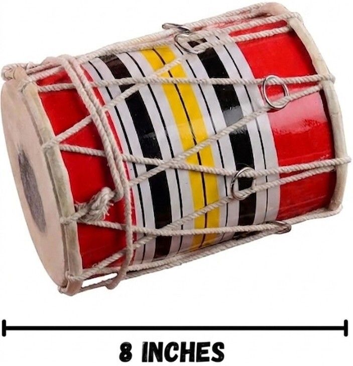 Red yellow patta baby dholak Rope & Rings Dholki-image-49