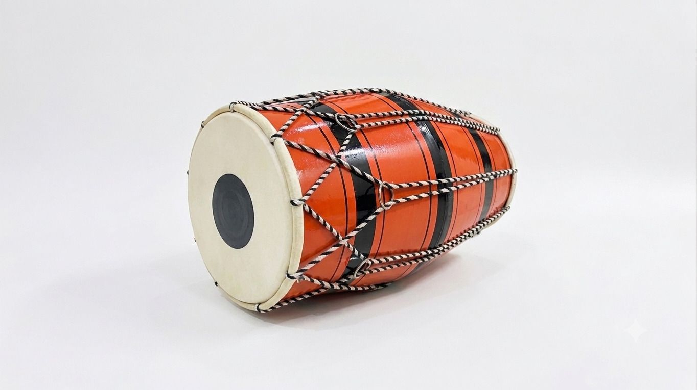 fit fusion Orange Dholak, 12-inch baby size Rope & Rings Dholak-picture-22
