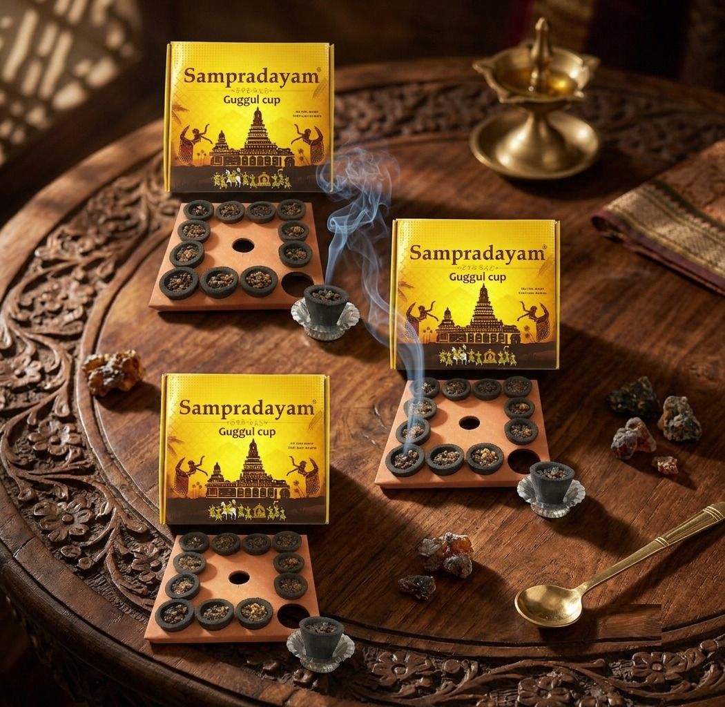 Pack of 3 (12 pcs Cup Per Box) Sampradayam Gugal Dhoop Cup for Puja & Meditation Guggul Dhoop-image-32