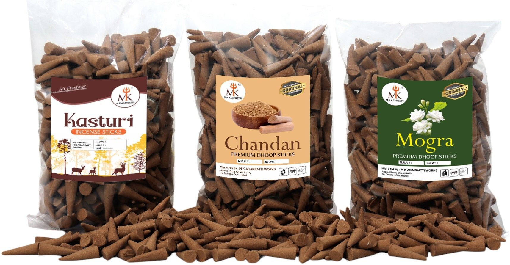 Dry Dhoop Cone kasturi chandan ,mogra fragrance for Pooja Combo Pack (300gm) Sandal Dhoop-image-34