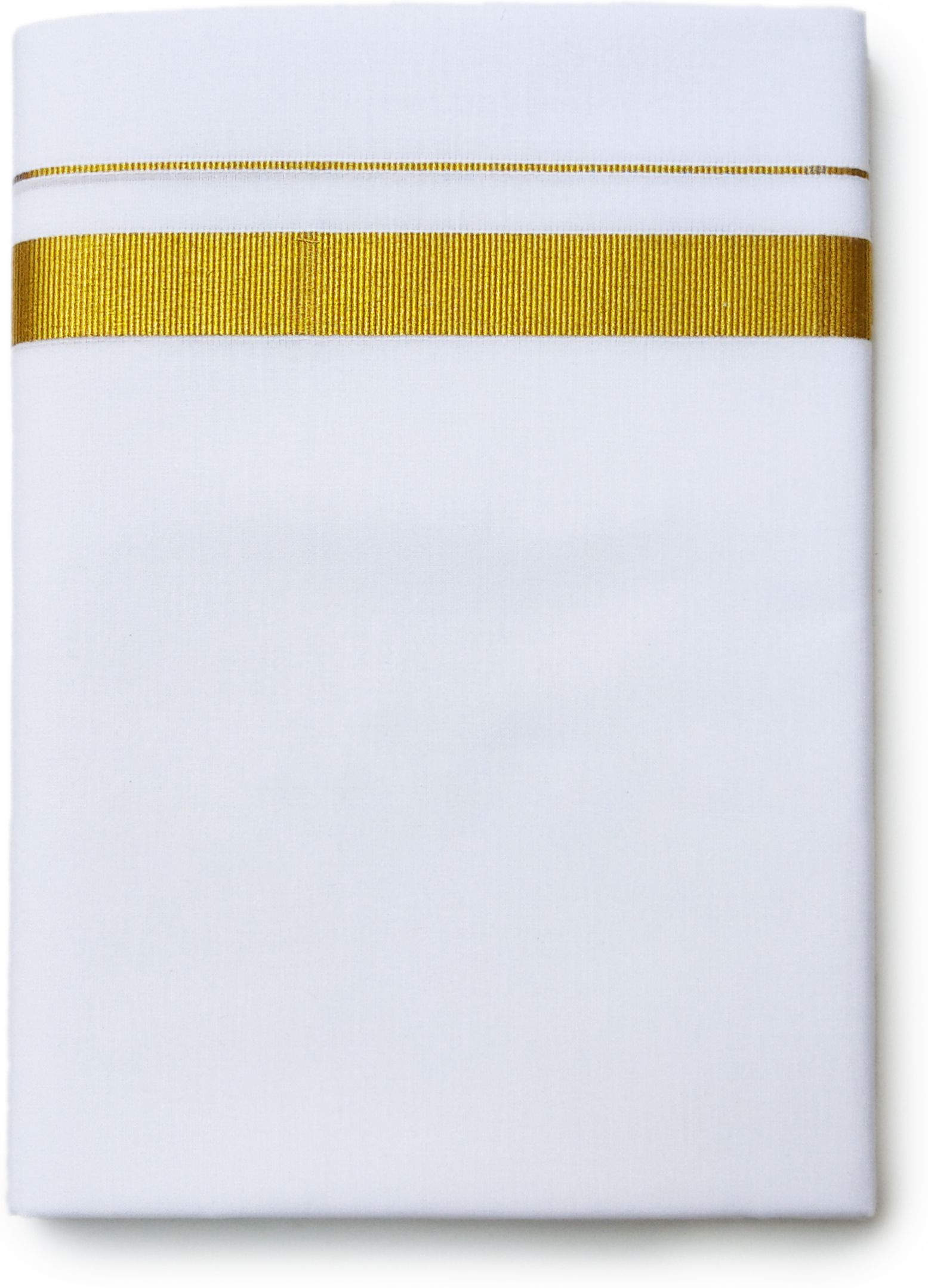 Vairavaa Tex VT 8013 White Gold Pate Dhoti 2.00 Meter Solid Men Dhoti-picture-12
