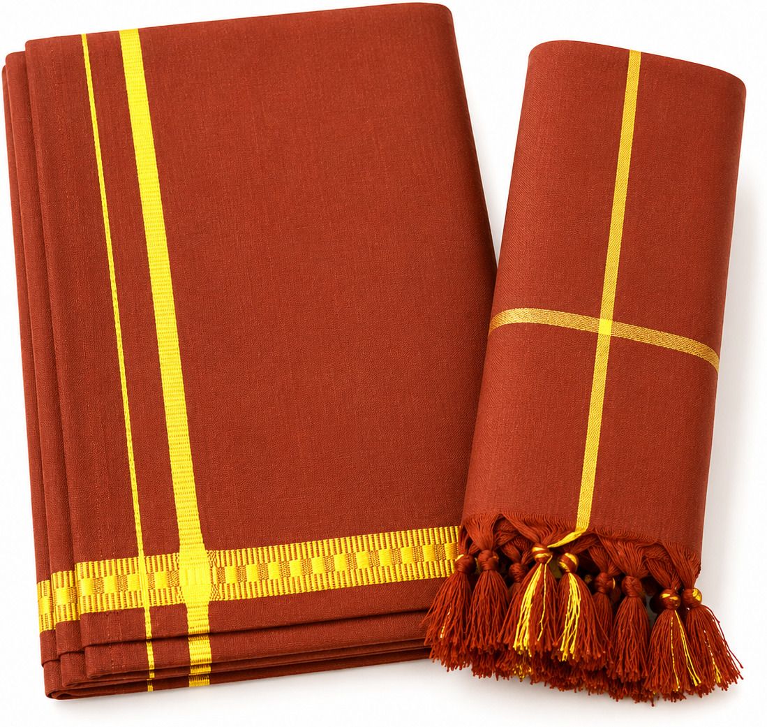 arsa lifestyle Plain Colour Puja Dhoti with Towel Solid Men Dhoti-picture-21