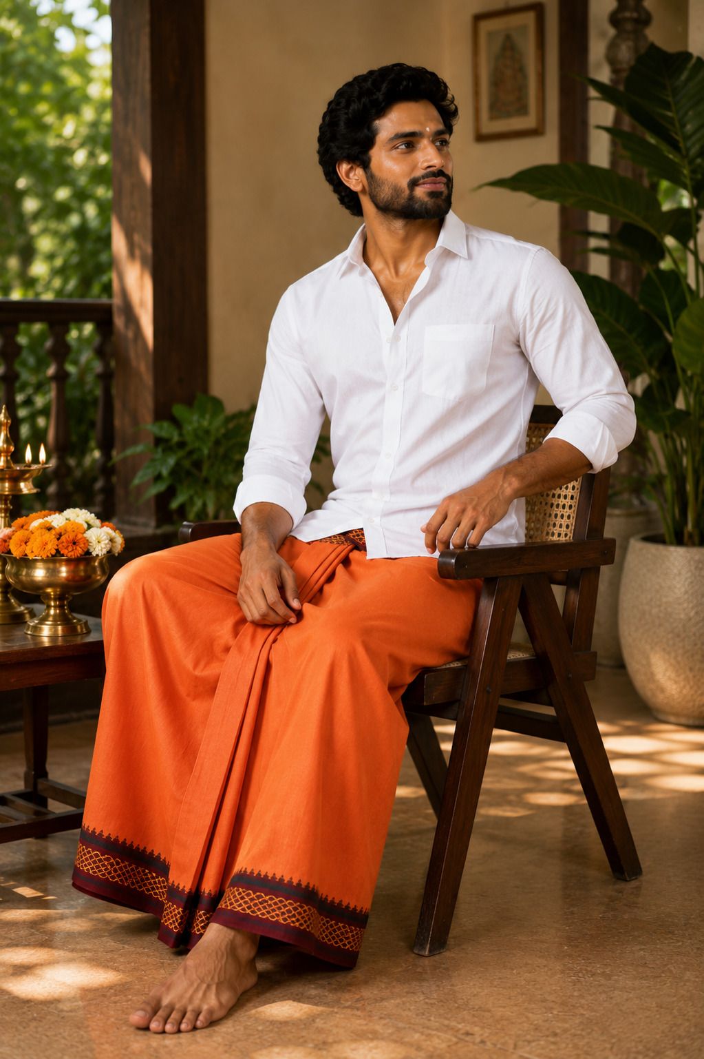 AA FABRICO Red Achla 2x1.2 Woven Men Dhoti-picture-47