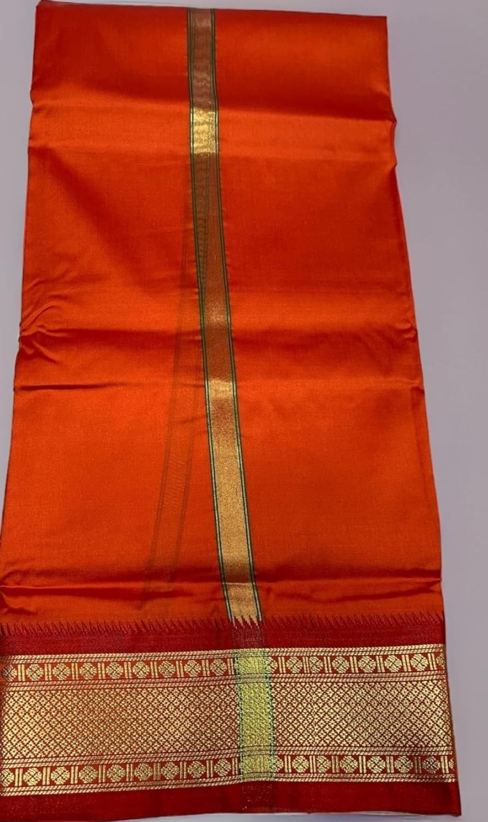 KIRAN SILK Traditional Red Silk Dhoti & Dupatta With Paithani Border Woven Women Dhoti-picture-19