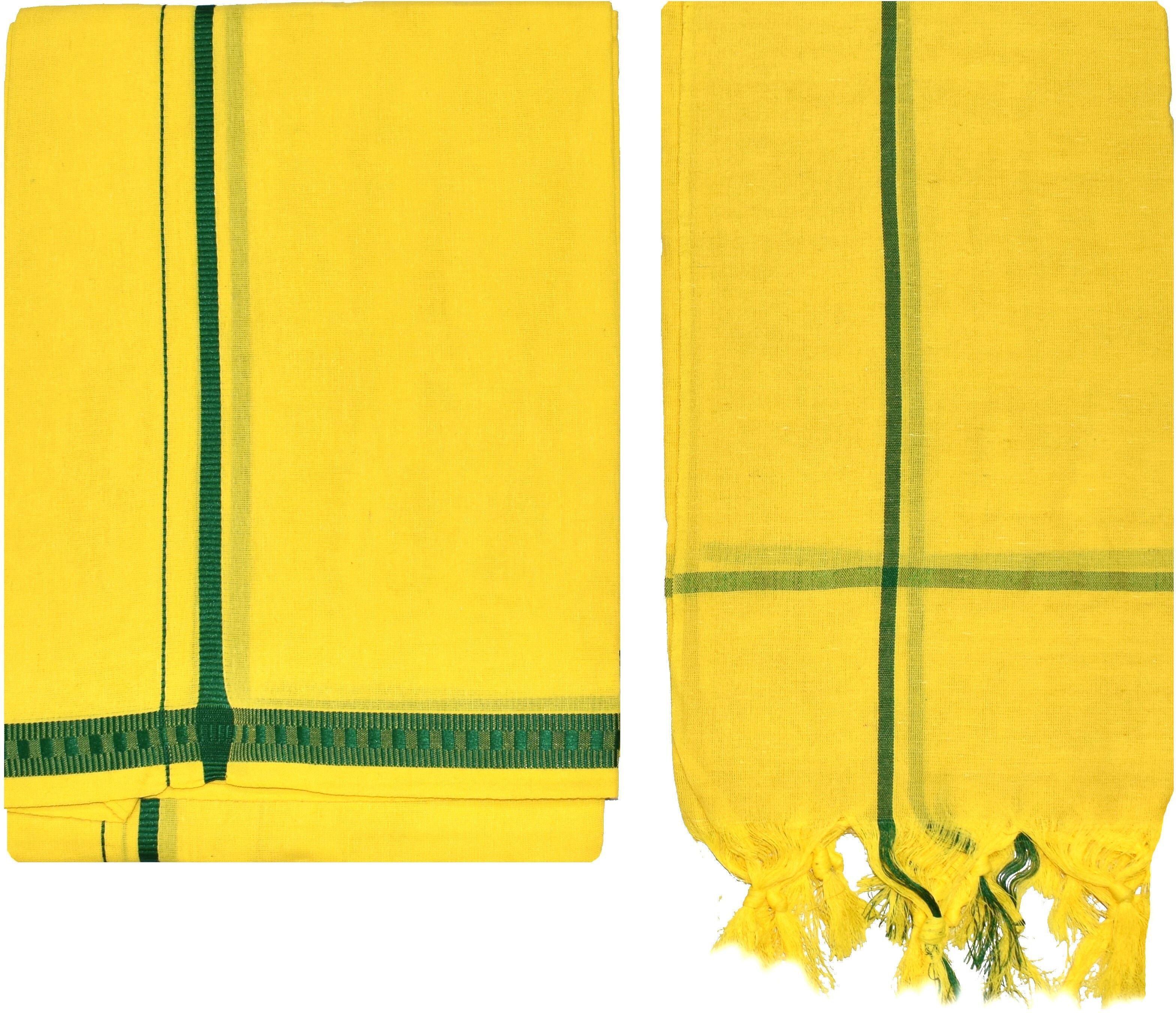 SKV Temple Wear Dhoti with Towel Solid Men Dhoti-image-5