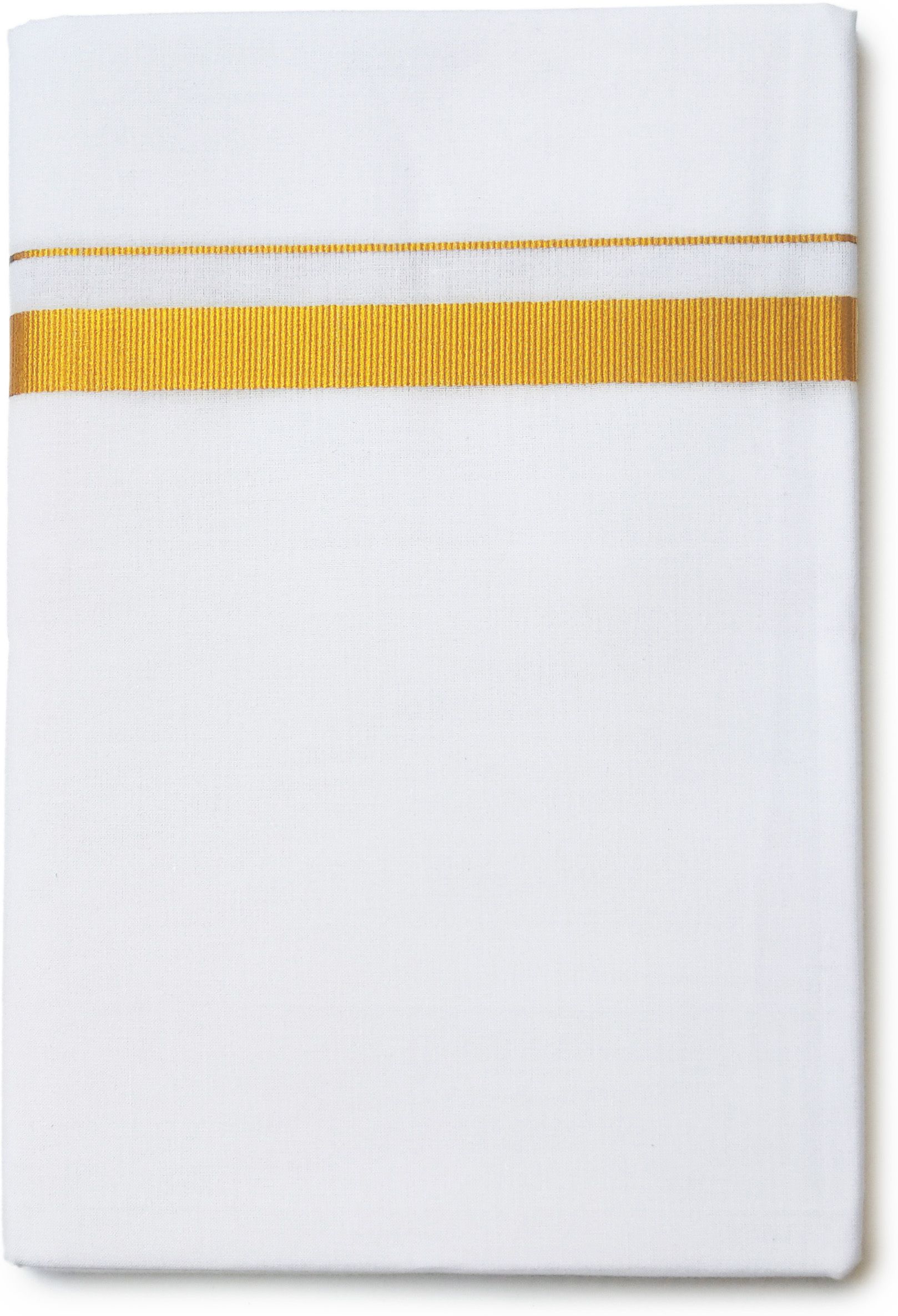 Vairavaa Tex VT 8012 White Gold Pate Dhoti 2.00 Meter Solid Men Dhoti-picture-32