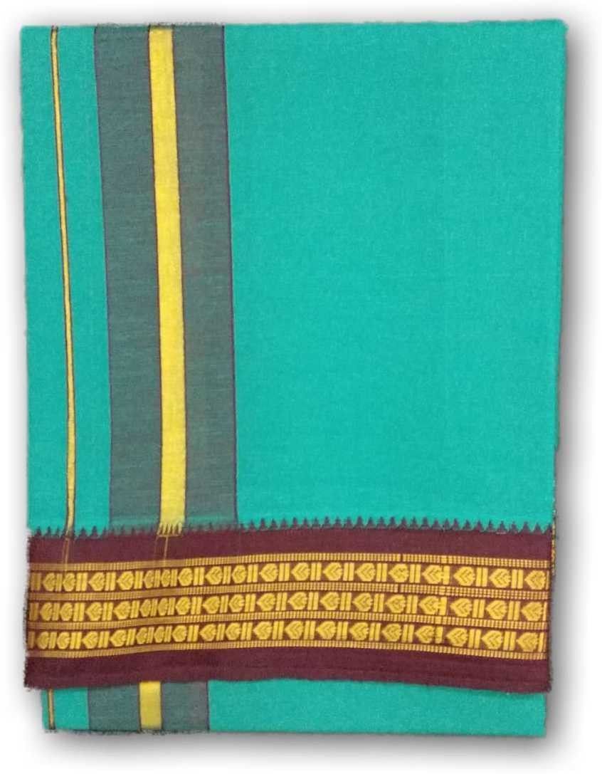 exclusive Dhoties Men's Pure Cotton Color Dhoties in three rudrahsham borders in size 2Mtrs Single Dhotie- 4 muzham Men Dhoti-image-3