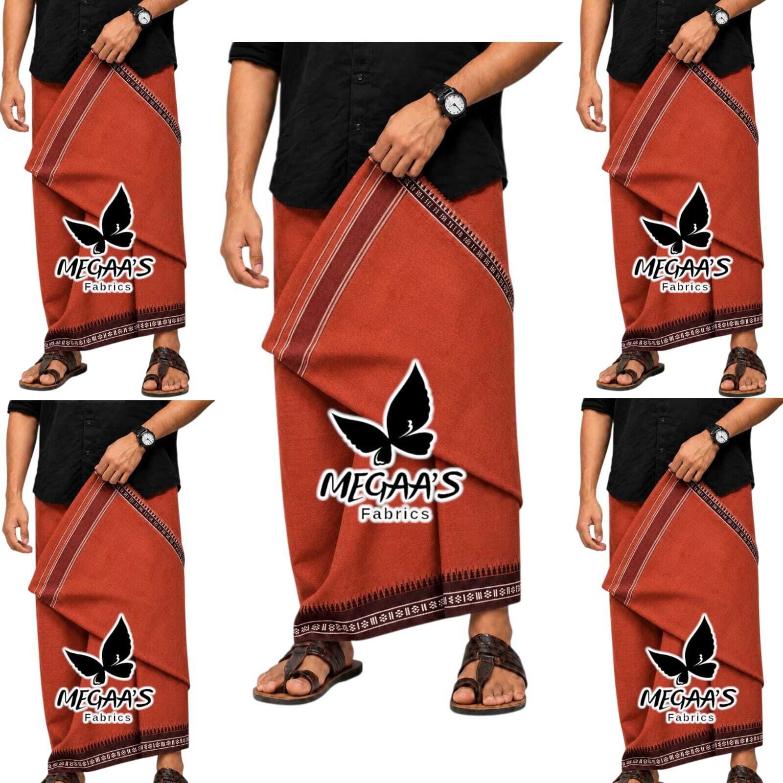 Megaasfabrics | KAAVI PETTU DHOTIS | 5piece Combo | 2meters | Solid Men Dhoti-picture-16