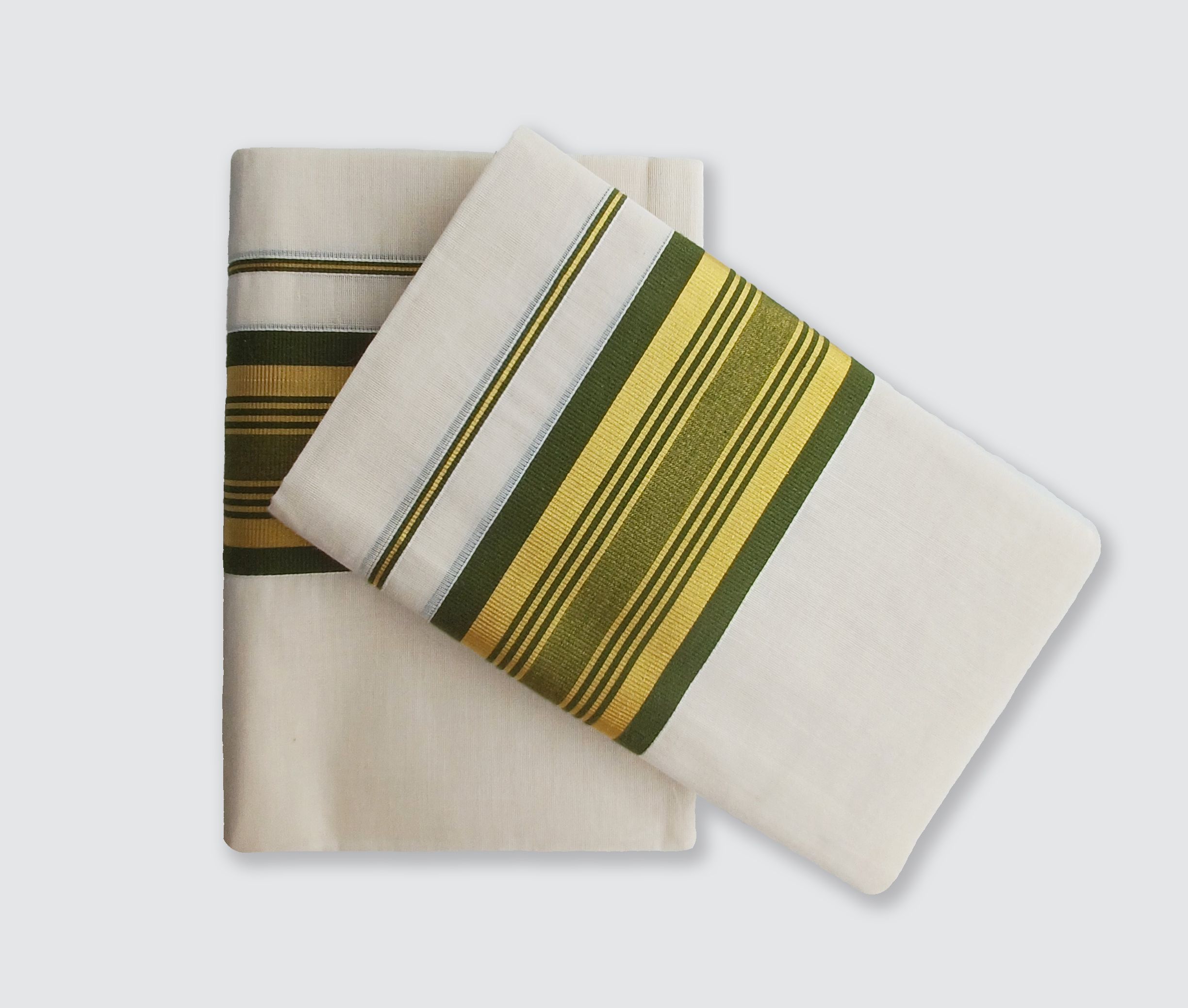 Vairavaa Tex VT 4206 Fancy Border Single Set Mundum Nariyathum Olive Green Solid Women Dhoti-image-32
