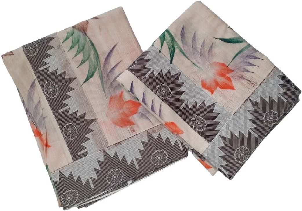 Atex Women Set Mundu in Kerala Cotton with fanc Lace Border and Hand Paint Chevron/Zig Zag, Embellished Women Dhoti