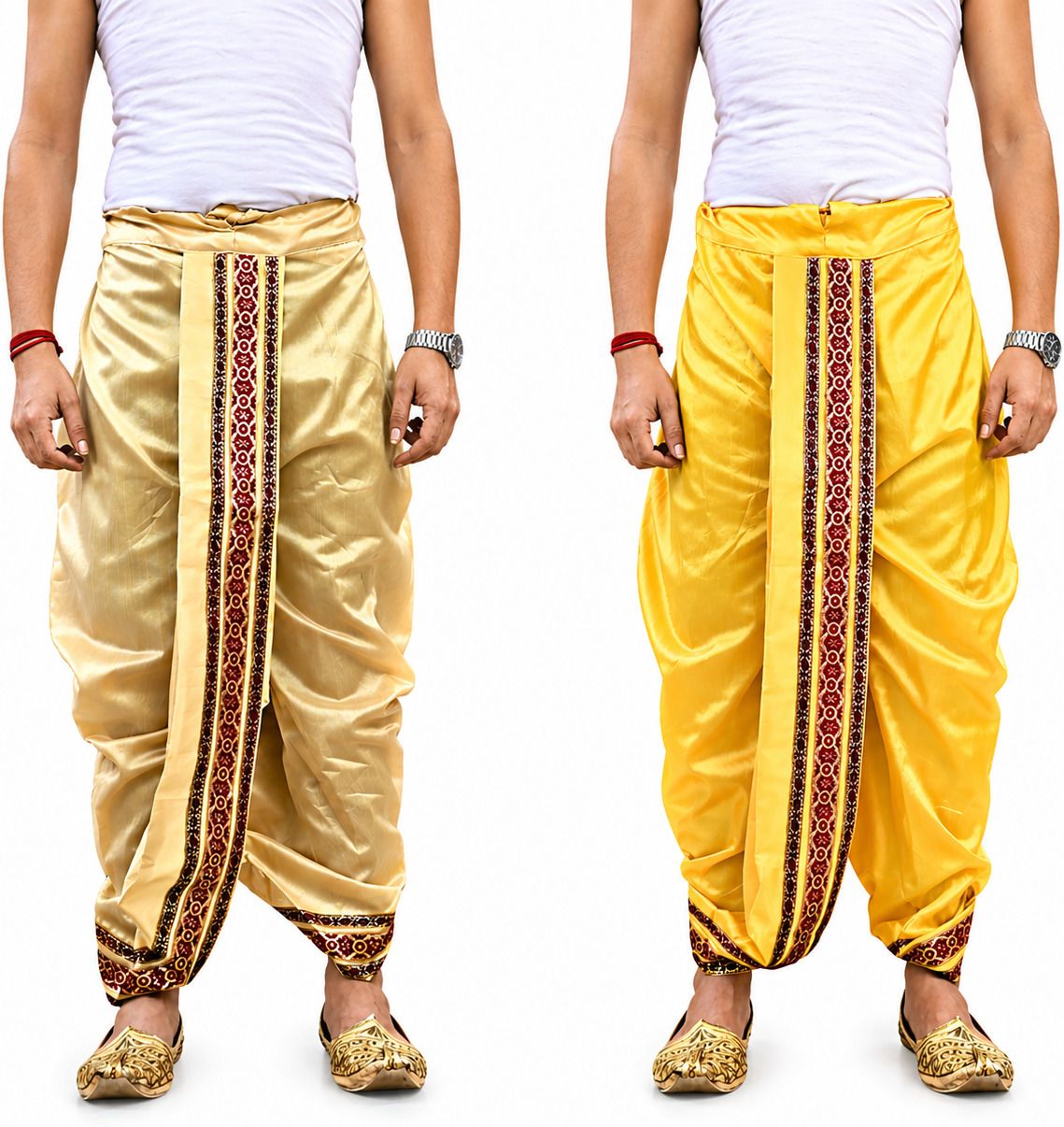 GOURI COLLECTIONS Ready to wear Fusion Fit Marwadi Dhoti Embellished, Solid Men Dhoti-picture-21
