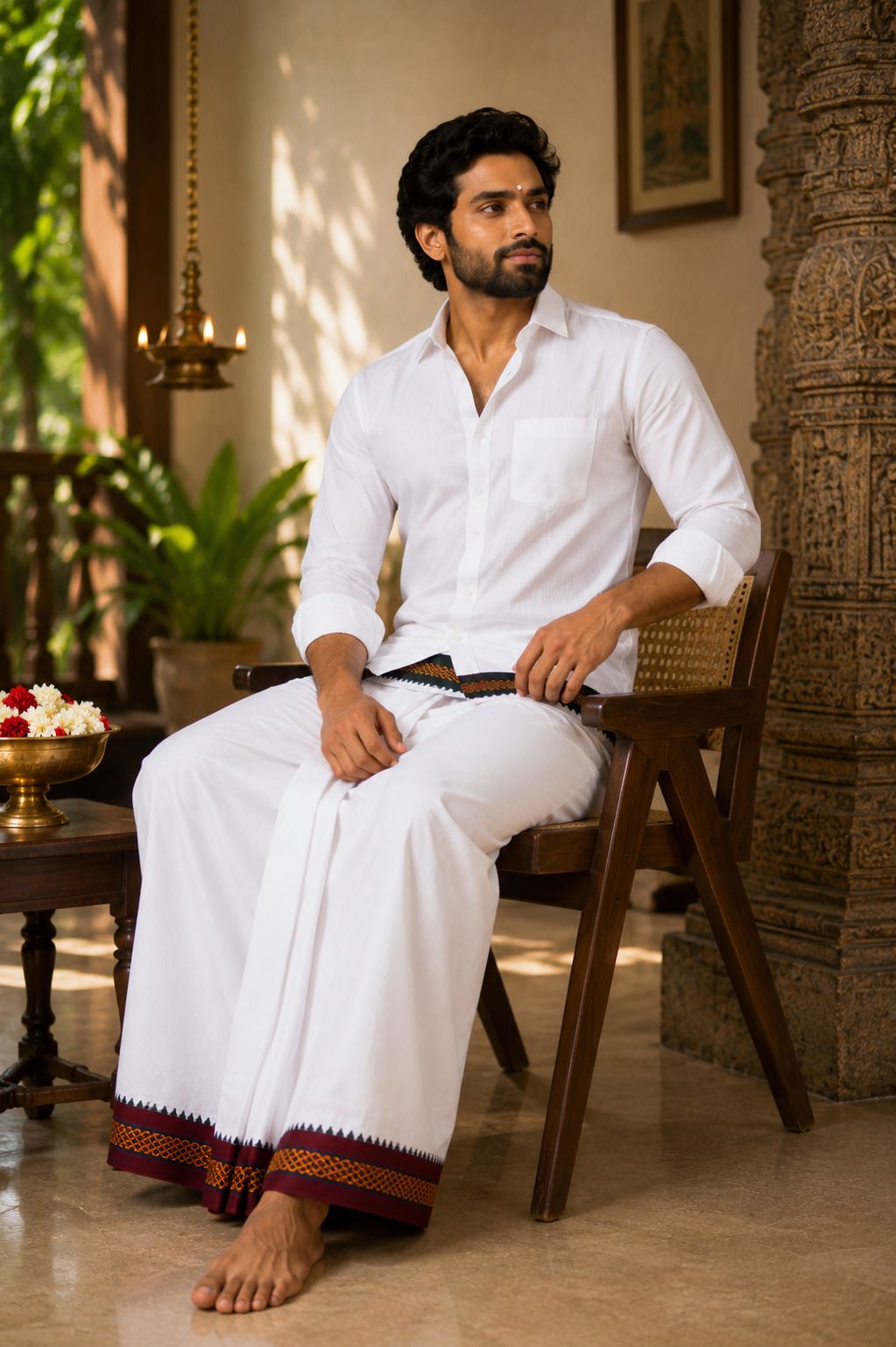 AA FABRICO Red Achla 2x1.2 Woven Men Dhoti-picture-29
