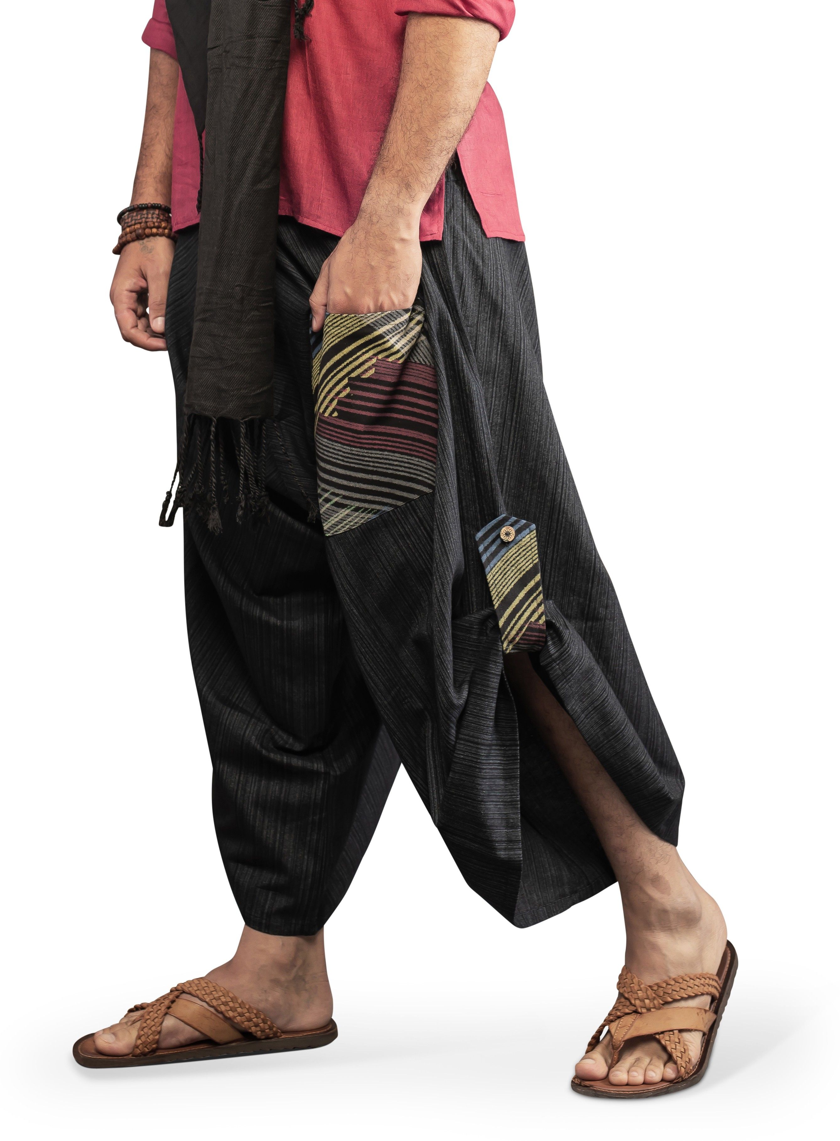 Striped Cotton Lycra Blend Men Harem Pants-image-16