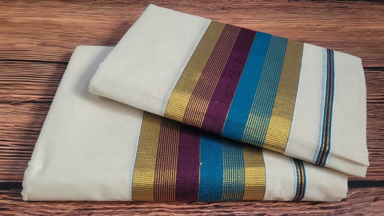 jagasree collections Kasavu 4 Inch Fancy Single Set Mundu | Length 2 x 2.80 Mts Women Women Dhoti-image-43