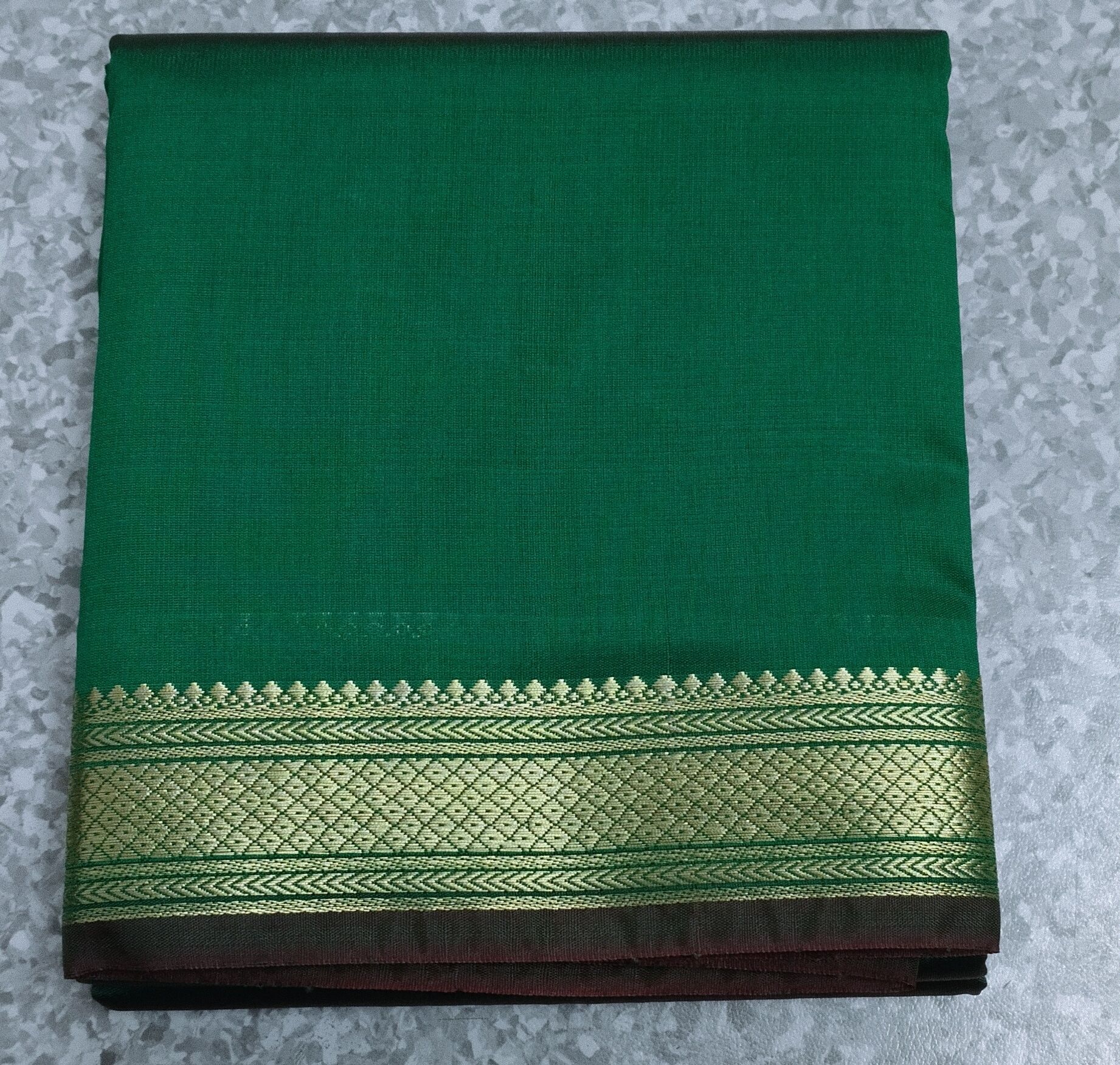 Ishrattextile Traditional Fancy Man Silk Dhoti 4 MTR Puja Dhoti Green Woven Men Dhoti-image-28