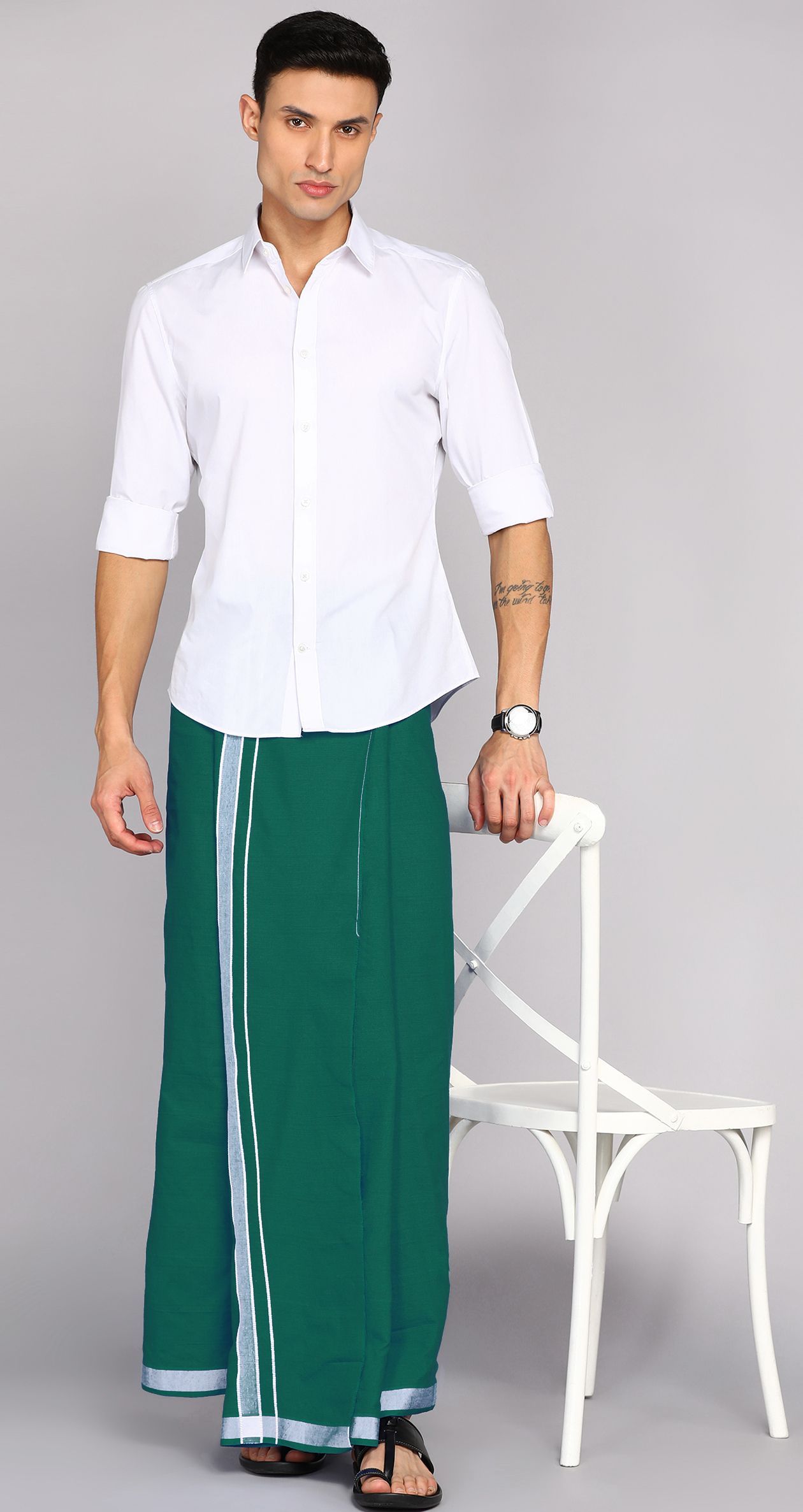 Feather Green Pooja Dhotis Solid Men Dhoti-picture-17