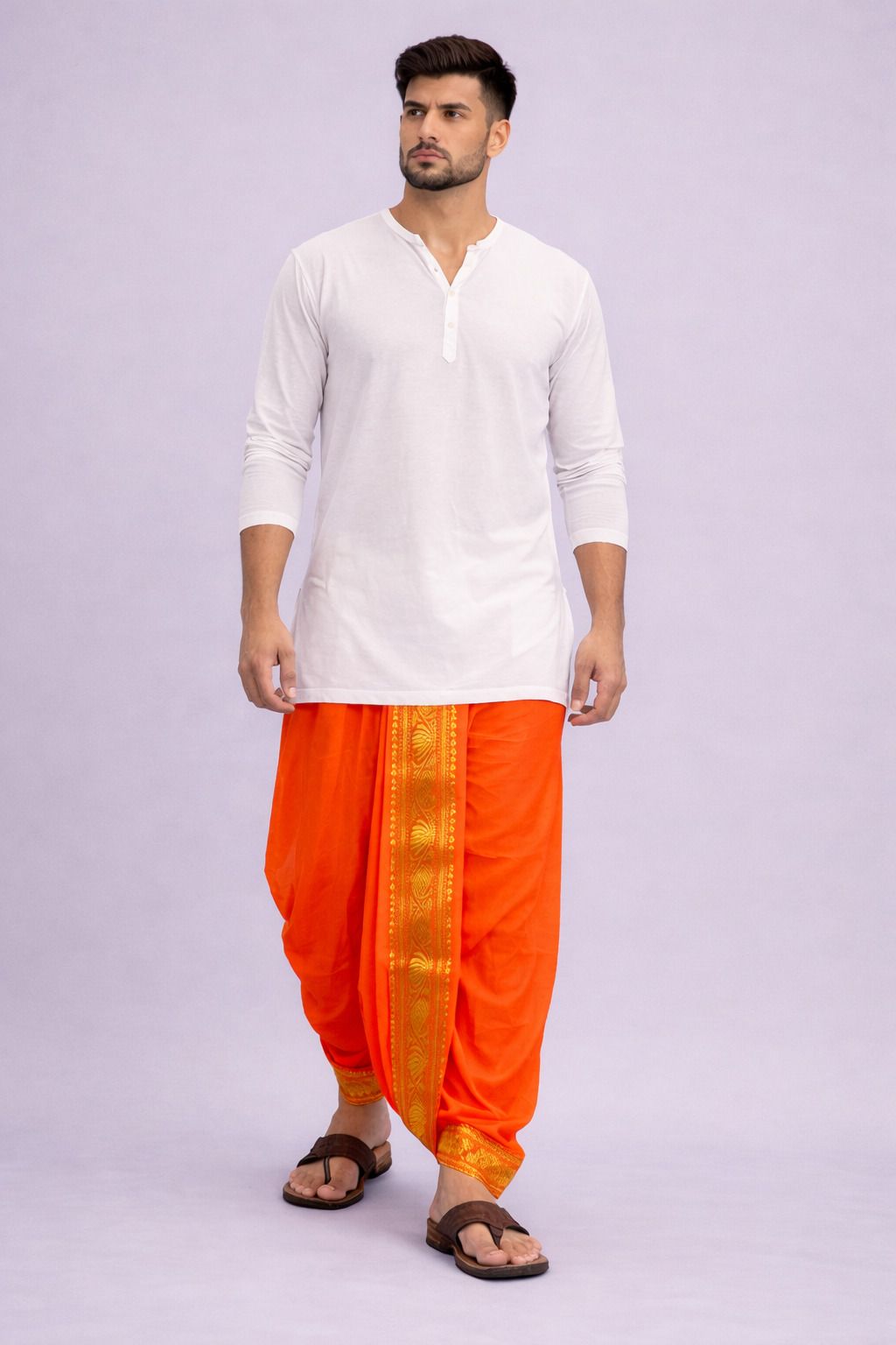 SAC SHREE APARAJEET CREATIONS Premium Readymade Panjakejam Dhoti Pant with Zari Border for Men Self Design Men Dhoti-picture-19